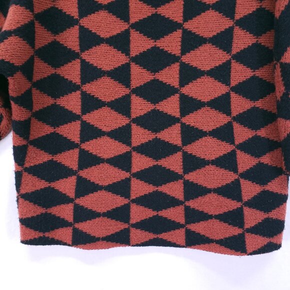 Belle by belldini Orange n Black Diamond Pattern Goth Punk Knit Sweater Size XL - Picture 7 of 16